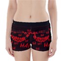 Demonic Laugh, Spooky red teeth monster in dark, Horror theme Boyleg Bikini Wrap Bottoms View1