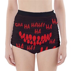 Demonic Laugh, Spooky Red Teeth Monster In Dark, Horror Theme High-waisted Bikini Bottoms by Casemiro