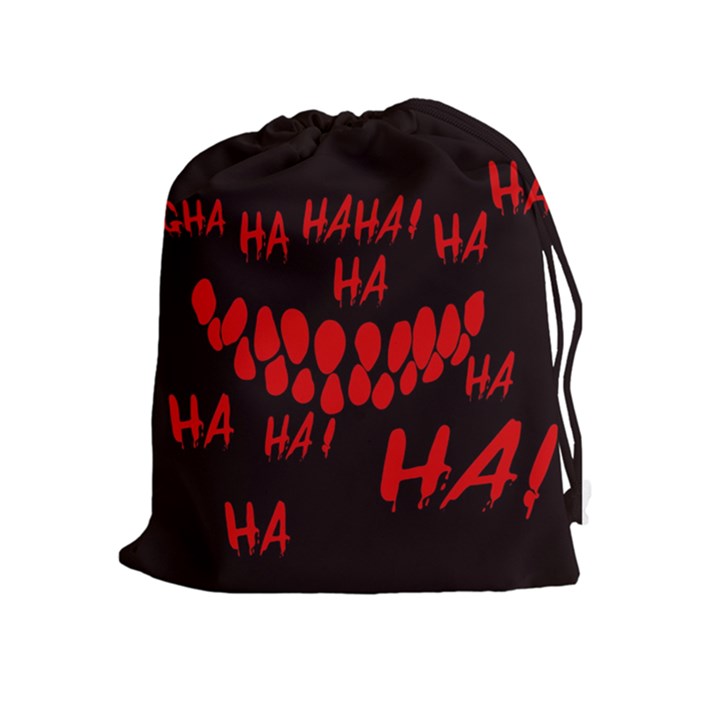 Demonic Laugh, Spooky red teeth monster in dark, Horror theme Drawstring Pouch (XL)