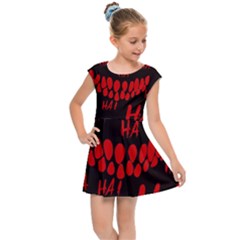 Demonic Laugh, Spooky Red Teeth Monster In Dark, Horror Theme Kids  Cap Sleeve Dress by Casemiro