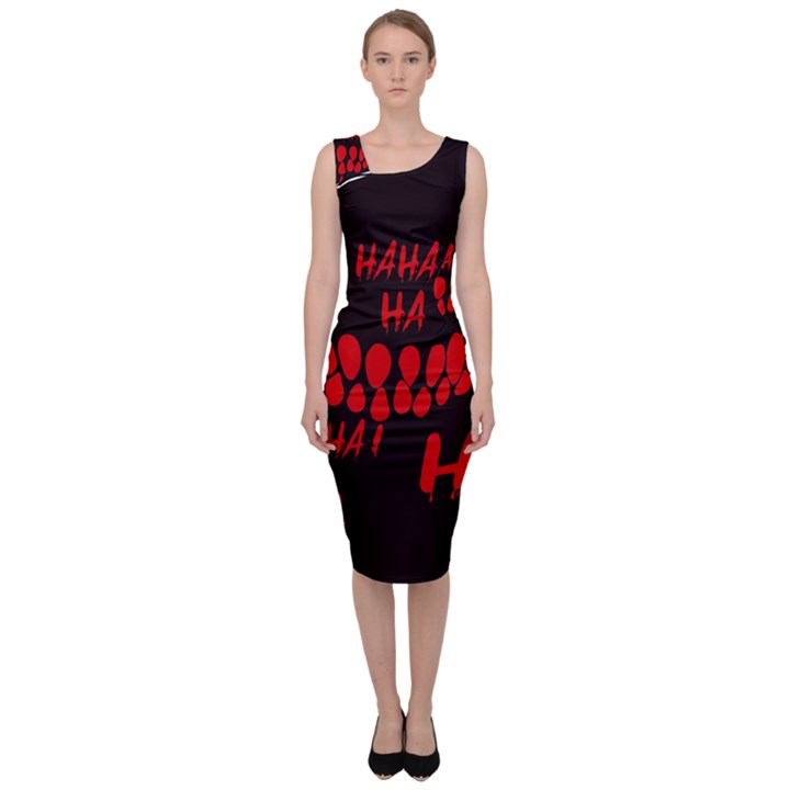 Demonic Laugh, Spooky red teeth monster in dark, Horror theme Sleeveless Pencil Dress