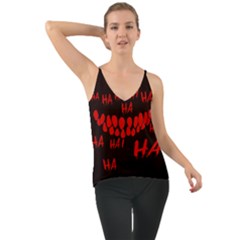 Demonic Laugh, Spooky Red Teeth Monster In Dark, Horror Theme Chiffon Cami by Casemiro