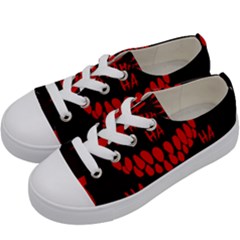 Demonic Laugh, Spooky Red Teeth Monster In Dark, Horror Theme Kids  Low Top Canvas Sneakers by Casemiro