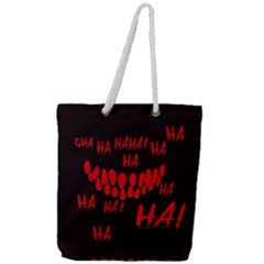 Demonic Laugh, Spooky Red Teeth Monster In Dark, Horror Theme Full Print Rope Handle Tote (large) by Casemiro