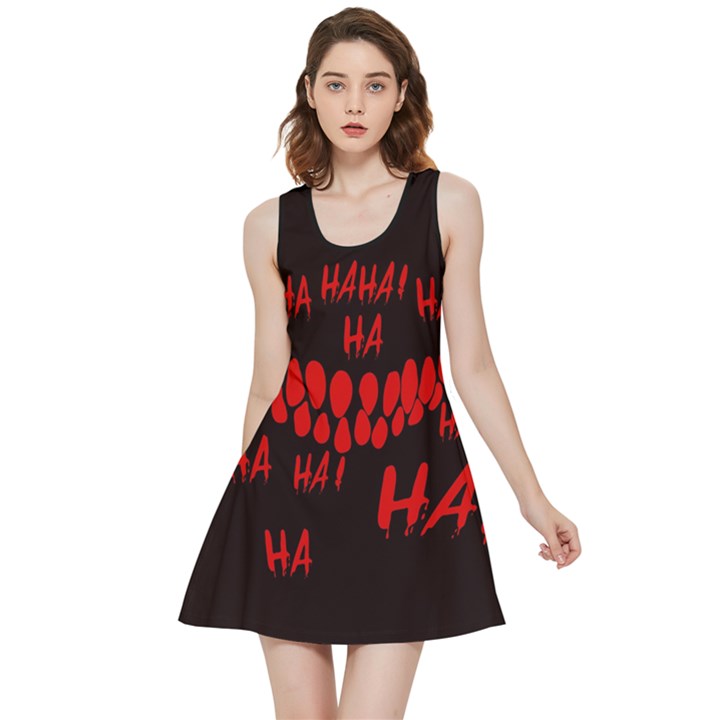 Demonic Laugh, Spooky red teeth monster in dark, Horror theme Inside Out Reversible Sleeveless Dress