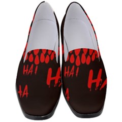 Demonic Laugh, Spooky Red Teeth Monster In Dark, Horror Theme Women s Classic Loafer Heels by Casemiro