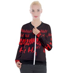 Demonic Laugh, Spooky Red Teeth Monster In Dark, Horror Theme Casual Zip Up Jacket by Casemiro