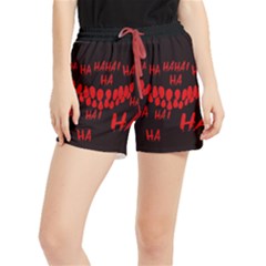 Demonic Laugh, Spooky Red Teeth Monster In Dark, Horror Theme Runner Shorts by Casemiro