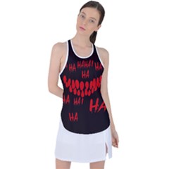 Demonic Laugh, Spooky Red Teeth Monster In Dark, Horror Theme Racer Back Mesh Tank Top by Casemiro