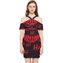 Demonic Laugh, Spooky red teeth monster in dark, Horror theme Shoulder Frill Bodycon Summer Dress View1