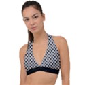 Black and white Triangles pattern, geometric Halter Plunge Bikini Top View1