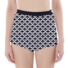 Black And White Triangles Pattern, Geometric High-waisted Bikini Bottoms by Casemiro