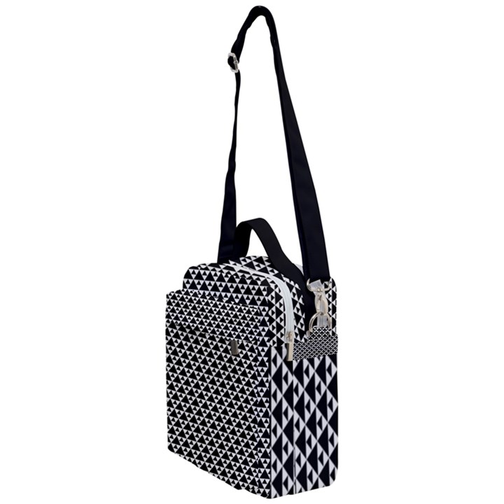 Black and white Triangles pattern, geometric Crossbody Day Bag