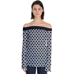 Black And White Triangles Pattern, Geometric Off Shoulder Long Sleeve Top by Casemiro