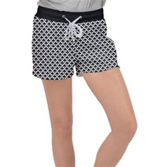 Black And White Triangles Pattern, Geometric Velour Lounge Shorts by Casemiro