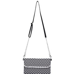 Black And White Triangles Pattern, Geometric Mini Crossbody Handbag by Casemiro