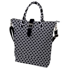 Black And White Triangles Pattern, Geometric Buckle Top Tote Bag by Casemiro