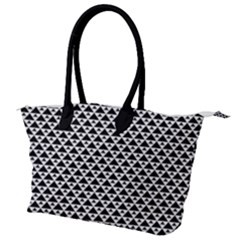 Black And White Triangles Pattern, Geometric Canvas Shoulder Bag by Casemiro