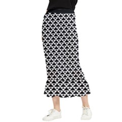 Black And White Triangles Pattern, Geometric Maxi Fishtail Chiffon Skirt by Casemiro