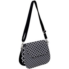 Black And White Triangles Pattern, Geometric Saddle Handbag by Casemiro