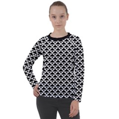 Black And White Triangles Pattern, Geometric Women s Long Sleeve Raglan Tee