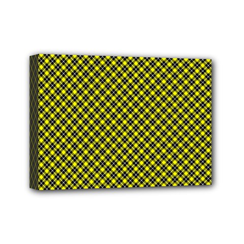 Cute Yellow Tartan Pattern, Classic Buffalo Plaid Theme Mini Canvas 7  X 5  (stretched) by Casemiro