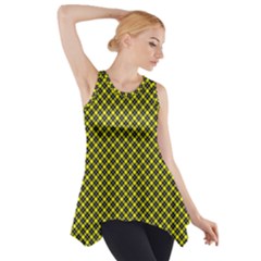 Cute Yellow Tartan Pattern, Classic Buffalo Plaid Theme Side Drop Tank Tunic by Casemiro