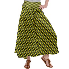 Cute Yellow Tartan Pattern, Classic Buffalo Plaid Theme Satin Palazzo Pants by Casemiro