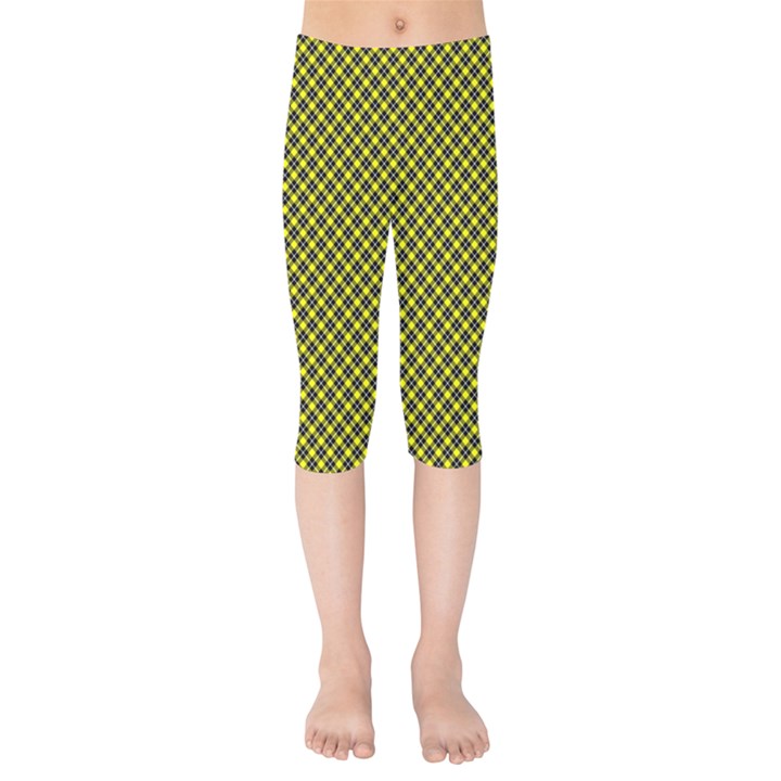 Cute yellow tartan pattern, classic buffalo plaid theme Kids  Capri Leggings 