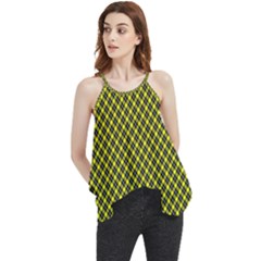 Cute Yellow Tartan Pattern, Classic Buffalo Plaid Theme Flowy Camisole Tank Top