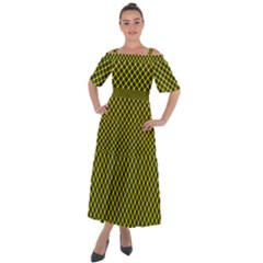 Cute Yellow Tartan Pattern, Classic Buffalo Plaid Theme Shoulder Straps Boho Maxi Dress  by Casemiro