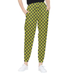 Cute Yellow Tartan Pattern, Classic Buffalo Plaid Theme Tapered Pants