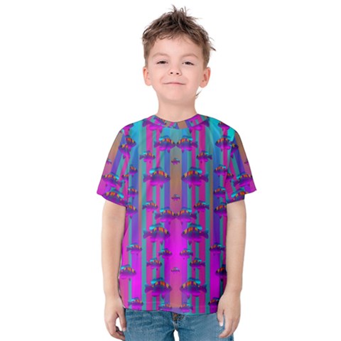 Tropical Rainbow Fishes  In Meadows Of Seagrass Kids  Cotton Tee by pepitasart