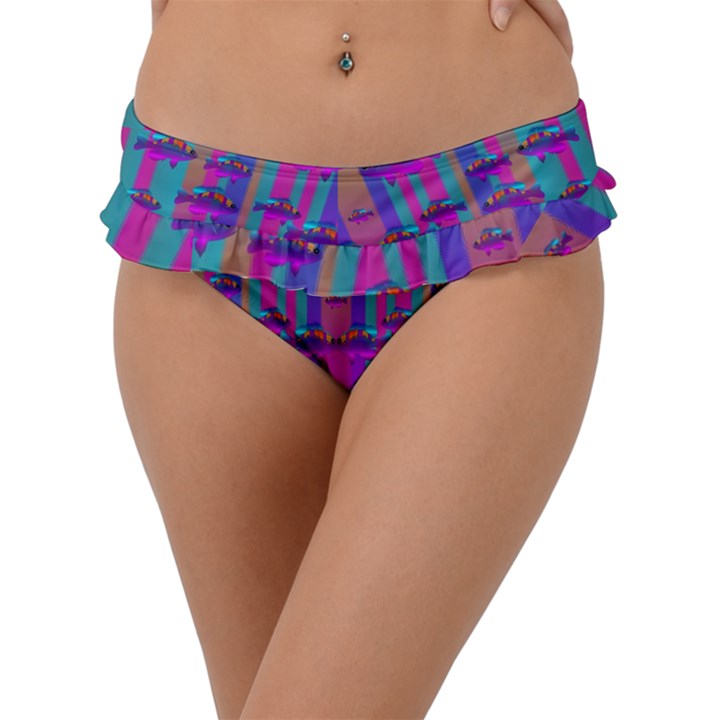 Tropical Rainbow Fishes  In Meadows Of Seagrass Frill Bikini Bottom