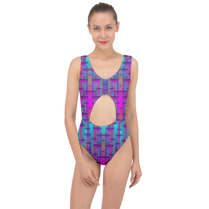 Tropical Rainbow Fishes  In Meadows Of Seagrass Center Cut Out Swimsuit