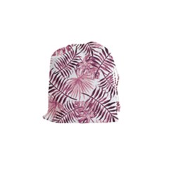 Pink Leaves Drawstring Pouch (small) by goljakoff