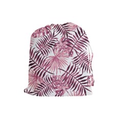 Pink Leaves Drawstring Pouch (large)