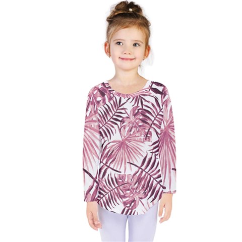 Pink Leaves Kids  Long Sleeve Tee by goljakoff