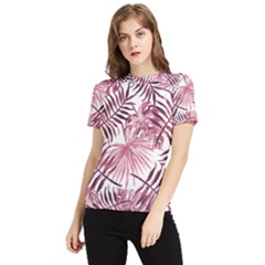 Pink Leaves Women s Short Sleeve Rash Guard