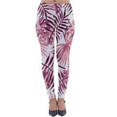 Pink Leaves Lightweight Velour Leggings by goljakoff