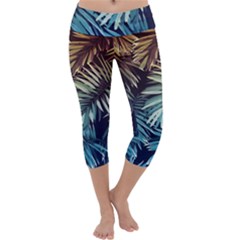 Tropical Leaves Capri Yoga Leggings by goljakoff