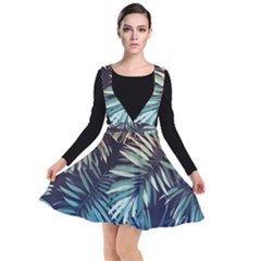 Tropical Leaves Plunge Pinafore Dress by goljakoff