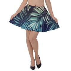 Tropical Leaves Velvet Skater Skirt by goljakoff