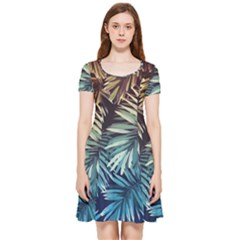 Tropical Leaves Inside Out Cap Sleeve Dress