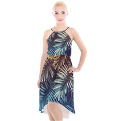 Tropical Leaves High-low Halter Chiffon Dress  by goljakoff