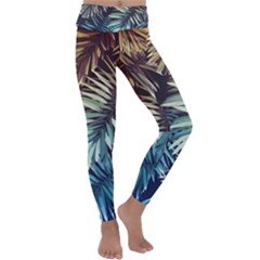 Tropical Leaves Kids  Lightweight Velour Classic Yoga Leggings by goljakoff