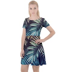 Tropical Leaves Cap Sleeve Velour Dress  by goljakoff