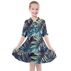 Tropical Leaves Kids  All Frills Chiffon Dress by goljakoff