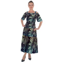 Tropical Leaves Shoulder Straps Boho Maxi Dress  by goljakoff