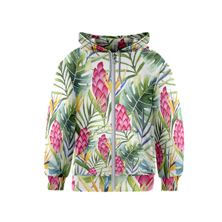 Tropical flowers Kids  Zipper Hoodie